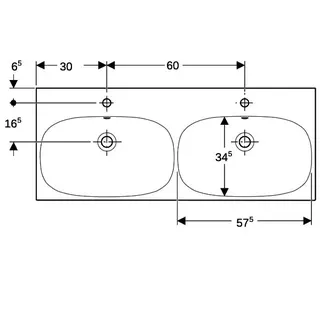 Doppelwaschtisch 120 x 48 cm, 2 Hl,m.Ül design4YOU 2.0, weiß – Bild 4