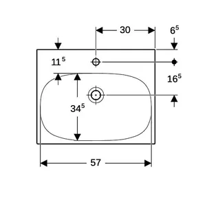 Waschtisch 60 x 48 cm, weiß,unsichtb. ÜL design4YOU 2.0 mit Hahnloch, m. int. unsi. Ül – Bild 5