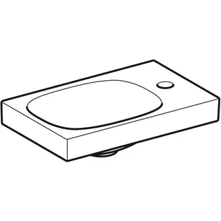 HWB asymmetrisch 40 x 25 cm,mit Hahnlochre,o.Ül design4YOU 2.0, weiß – Bild 3