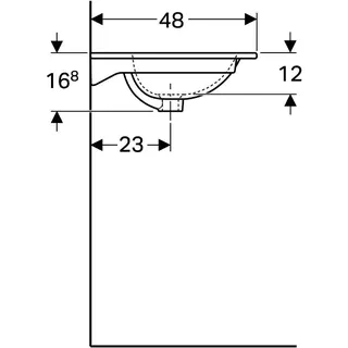 Geberit Acanto Möbelwaschtisch 75x48cm mit Hahnloch, mit Überlauf, weiß – Bild 4