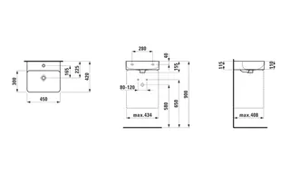Laufen HWB VAL 420x450x155 ohne Hahnloch mit Überlauf weiß – Bild 2