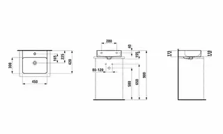 Laufen Aufsatz-HWB VAL 420x450x155 1 Hahnloch mit Überlauf weiß – Bild 2