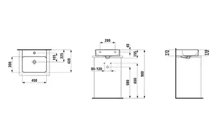 Laufen Aufsatz-HWB VAL 420x450x155 1 Hahnloch mit Überlauf LCC weiß – Bild 2