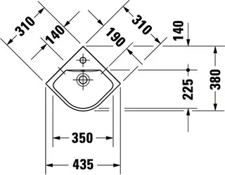Duravit Eck-Handwaschbecken ME by Starck 500 mm, mit ÜL, mit HLB, 1 HL, weiß – Bild 3