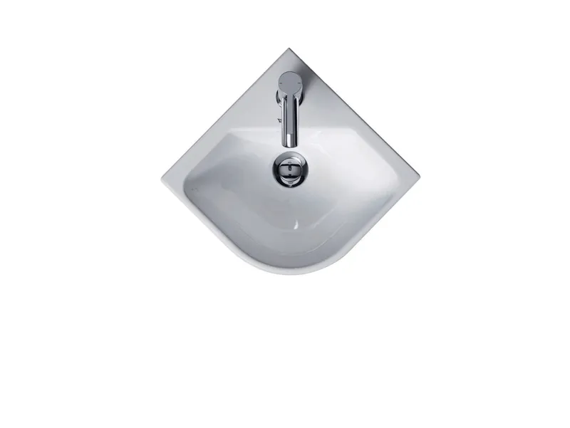 Duravit Eck-Handwaschbecken ME by Starck 500 mm, m. ÜL, m. HLB, 1 HL, weiß, WG