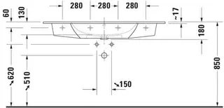 Duravit Möbelwaschtisch ME by Starck 1230 mm m. ÜL, m. HLB, o.HL, weiß – Bild 4