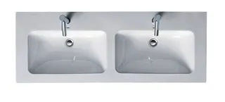 Duravit Doppel-Waschtisch,Möbel-DWT ME by Starck 1300mm, m.ÜL, 1 HL je Becken, weiß – Bild 5