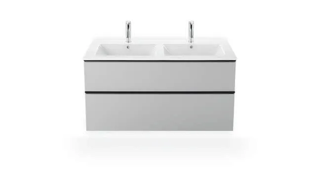Duravit Doppel-Waschtisch,Möbel-DWT ME by Starck 1300mm, m.ÜL, 1 HL je Becken, weiß, WG