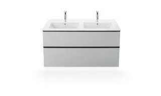 Duravit Doppel-Waschtisch,Möbel-DWT ME by Starck 1300mm, m.ÜL, 1 HL je Becken, weiß, WG