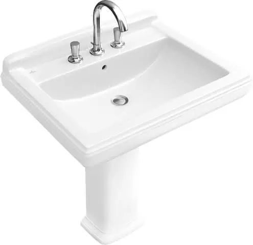 Villeroy & Boch Waschbecken Hommage 750x580mm re-eckig 3HL. m. ÜL. Weiß Alpin cplus