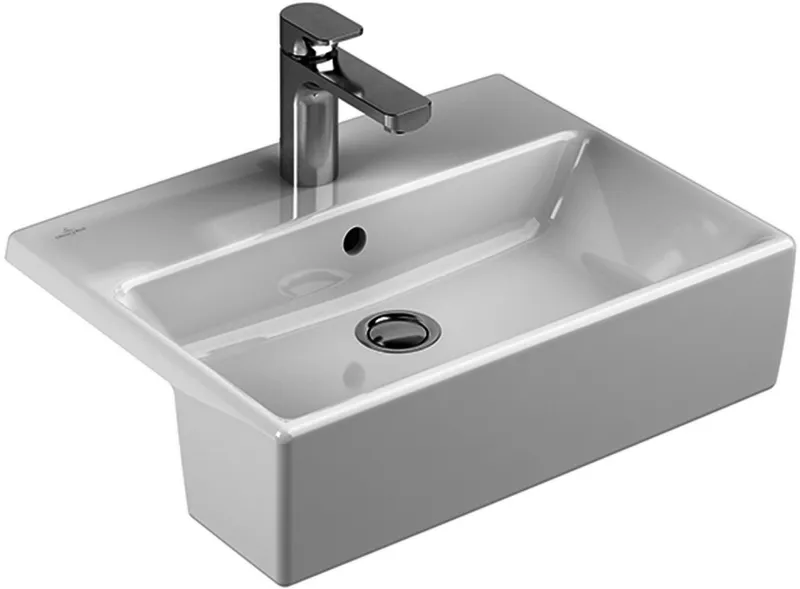 Villeroy & Boch Vorbauwaschbecken Memento 550x420mm Rechteck 1HL. mit Überlauf Weiß Alpin