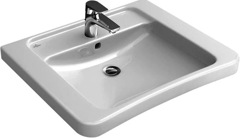Villeroy & Boch Waschbecken ViCare 650x550mm re-eckig 1HL. m. ÜL. Weiß Alpin AntiBac cplus