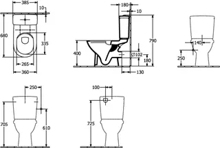 Villeroy & Boch T-WCKombi O.novo 360x646x430mm ov bodenst. Abg. waagr. DF we Alpin AB c+ – Bild 5