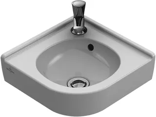 VB Eck-Handwaschbecken O.novo 400x320mm Viertelkreis 1HL. m. Überlauf Weiß Alpin