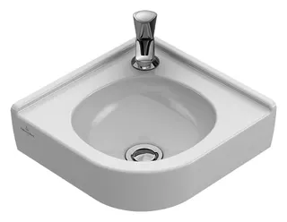 Villeroy & Boch Eck-Handwaschbecken O.novo 400x320mm Viertelkreis 1HL. o. Überlauf Weiß Alpin – Bild 2
