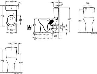 Villeroy & Boch Spülkasten O.novo 385x165x360mm Zul. seitl. od. von hi. Weiß Alpin cplus – Bild 4