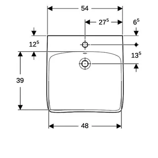 Geberit Renova Comfort Waschtisch barrierefrei 55x55cm, mit Hahnloch, mit Überlauf, weiß – Bild 5