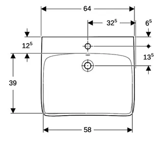 Geberit Renova Comfort Waschtisch barrierefrei 65x55cm, mit Hahnloch, mit Überlauf, weiß, KeraTect – Bild 5