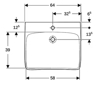 Geberit Renova Comfort Waschtisch barrierefrei 65x55cm, mit Hahnloch, ohne Überlauf, weiß – Bild 5