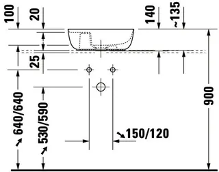 Duravit Aufsatzbecken Luv 420mm o.ÜL, m.HLB seitl., 1HL, grau seidenmatt – Bild 3
