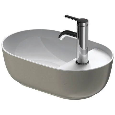 Duravit Aufsatzbecken Luv 420mm o.ÜL, m.HLB seitl., 1HL, grau seidenmatt, WG