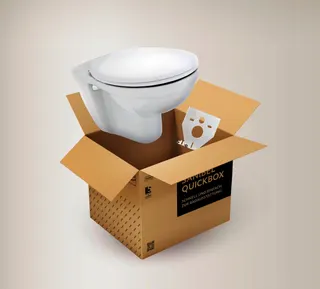 sanibel 1001-QuickBox Wand-Tiefspülkl. mit WC-Sitz, Schall-Set weiß 7501006