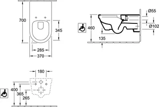 Villeroy & Boch T-WC ViCare ViCare 5649R0 370x700x 325mm ov wandh Abg. waagr DF we Alpin c+ – Bild 4