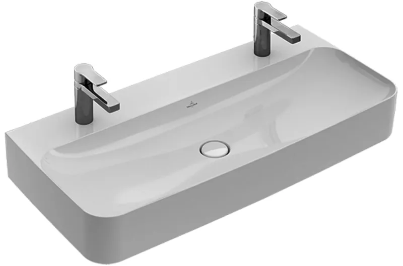Villeroy & Boch Waschbecken Finion 1000x470mm re-eckig 2HL. o. ÜL. Weiß Alpin cplus