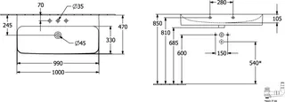 Villeroy & Boch Waschtisch Finion 1000x470mm re-eckig 1HL. m. verd. ÜL. Weiß Alpin cplus – Bild 4