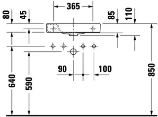 Duravit Handwaschbecken Happy D.2 500 mm ohne ÜL, mit HLB, HL links, weiß – Bild 4