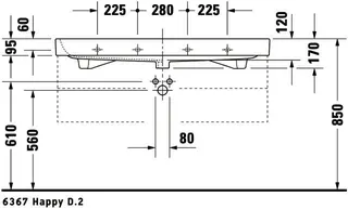 Duravit Möbelwaschtisch Happy D.2 1200 mm m.ÜL, m.HLB, 1HL mitte, weiß – Bild 4