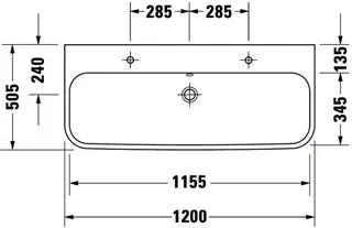 Duravit Möbelwaschtisch Happy D.2 1200 mm m.ÜL, m.HLB, 2 HL, 1 Becken, weiß – Bild 4