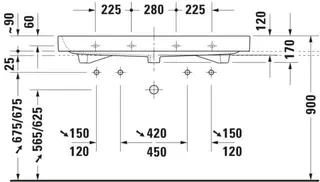 Duravit Möbelwaschtisch Happy D.2 1200 mm m.ÜL,m.HLB,2HL,1 Becken,geschl.,weiß – Bild 4