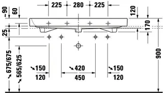Duravit Möbelwaschtisch Happy D.2 1200 mm m.ÜL,m.HLB,2HL,1 Becken,geschl.,weiß,WG – Bild 4