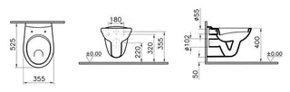 sanibel 1001-Wand-Flachspülklosett A18 Ausladung 525mm weiß – Bild 2