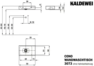 Kaldewei Wandwaschtisch CONO Mod.3073, 550 x 300, alpinweiß,Perl-Effekt,AD,oÜL – Bild 3