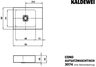 Kaldewei WB CONO AUFSATZ-HANDWASCHTISCH Mod. 3074,550x300mm,alpwm,PEFF,AD,oÜL – Bild 2
