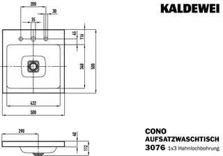 Kaldewei WB CONO Mod.3076,500x500mm,alpwe,PEFF ,AD,m. 3HL,oÜL – Bild 4
