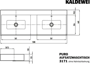 Kaldewei WB PURO Mod.3171,1300x460mm,alpwe, PEFF,AD,mÜL,chr – Bild 2