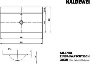 Kaldewei WB SILENIO EINBAUWASCHTISCH Mod.3038, 900x460mm,alpwm,PEFF,AD,mÜL,chr – Bild 4