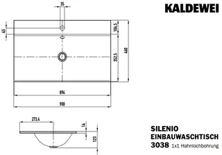 Kaldewei WB SILENIO EINBAUWASCHTISCH Mod.3038, 900x460mm,alpwm,PEFF,AD,m. 1HL,oÜL – Bild 3