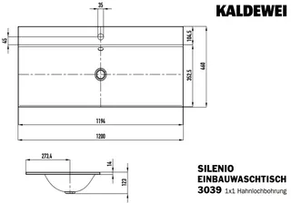 Kaldewei WB SILENIO EINBAUWASCHTISCH Mod.3039, 1200x460mm,alpwm,PEFF,AD,m. 1HL,oÜL – Bild 3