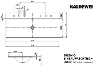 Kaldewei WB SILENIO Mod.3039-D,1200x460mm, alpwe,PEFF,AD,m. 2x3HL,mÜL,chr – Bild 2