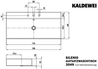 Kaldewei WB SILENIO Mod.3049-D,1200x460mm, alpwe,PEFF,AD,m. 3HL,mÜL,chr – Bild 2