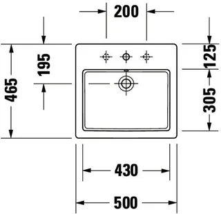 Duravit Einbauwaschtisch Vero 500 mm EB v.oben, m.ÜL, m.HLB, 1 HL, weiß – Bild 3