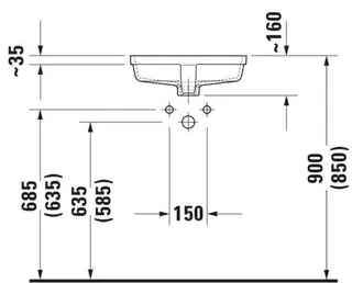 Duravit Einbauwaschtisch Vero 430 mm EB v.unten, m.ÜL, o.HLB, weiß – Bild 4