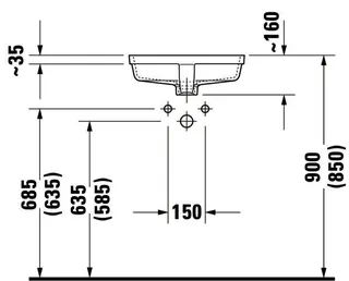 Duravit Einbauwaschtisch Vero 430 mm EB v.unten, m.ÜL, o.HLB, weiß WG – Bild 4