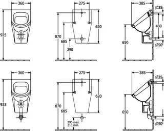 Villeroy & Boch Absaug-Urinal Architectura 20 385x 355x620mm ov Zulauf verdeckt Weiß Alpin – Bild 3