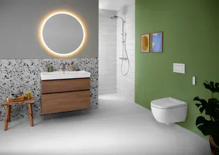 Geberit iCon Waschtisch, 90x48,5cm mit Hahnloch, mit Überlauf, weiß – Bild 3