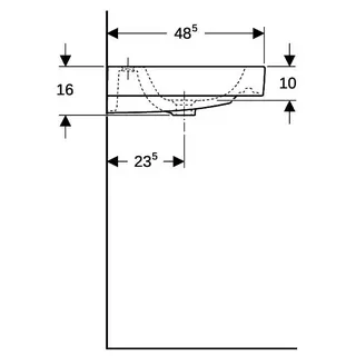 Geberit iCon Waschtisch, 120x48,5cm zwei Hl., mit Überlauf, weiß – Bild 5
